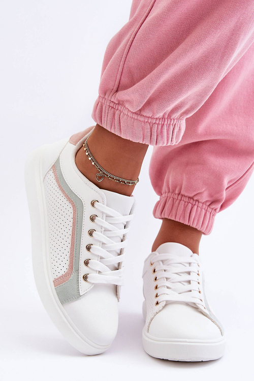 Klasyczne Buty Sportowe Damskie Biało-Różowe Amaranti