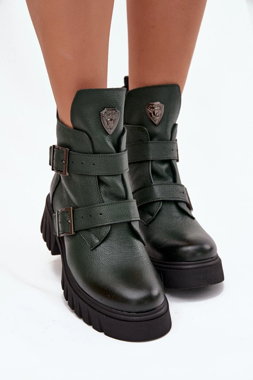 pol_pm_Skorzane-Ocieplane-Botki-Damskie-Z-Klamrami-I-Ozdobnym-Detalem-Zazoo-60482-Ciemnozielone-39121_4