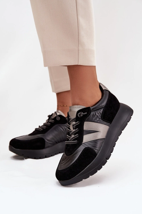 Sneakersy Damskie Na Platformie Vinceza 58561 Czarne