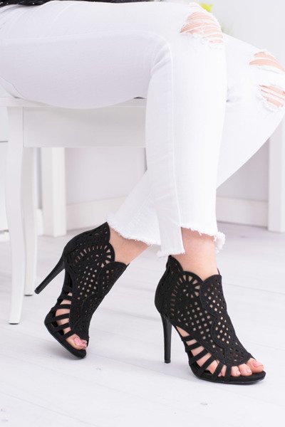 Women's Suede Black Sandals on a Stud Viviane 