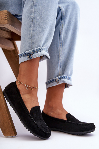 Women's Suede Loafers Black Molly