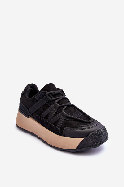 Women's Suede Sports Shoes on Platform Black Rohan