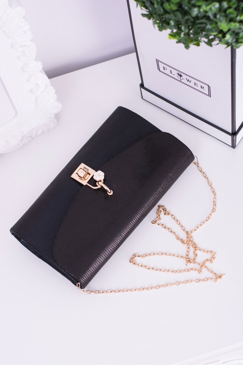 Black Clutch Bag Gold Chain Latch Padlock Cheap and fashionable shoes at Butosklep.pl