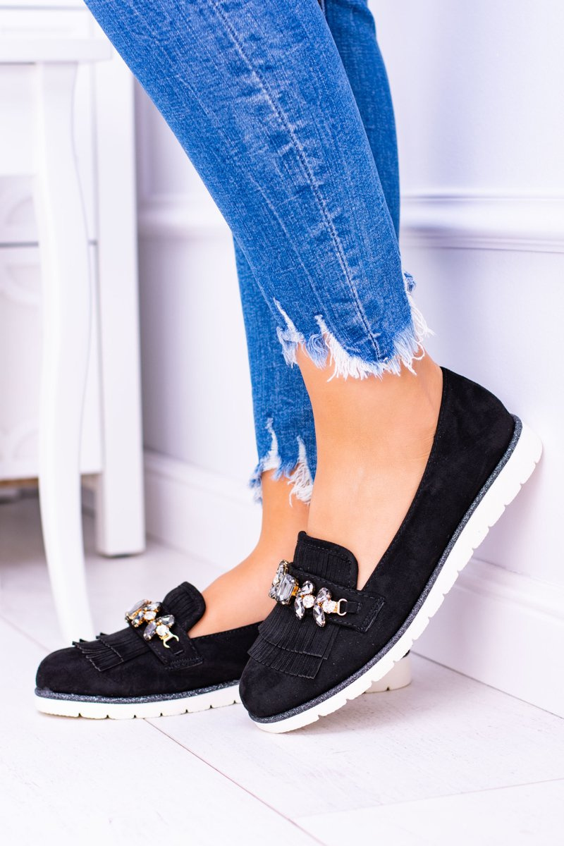 Black Suede Mokassins with Vivaro Crystals | Cheap and fashionable ...