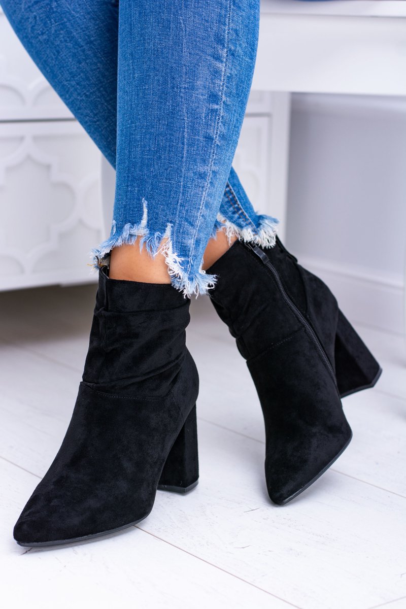Black Suede Stiletto Boots Bresci | Cheap and fashionable shoes at ...