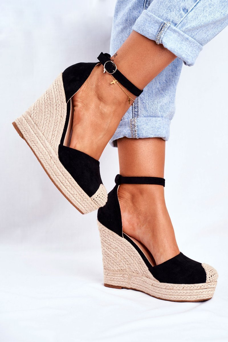 Braided Wedge Sandals Black Avocado | Cheap and fashionable shoes at ...