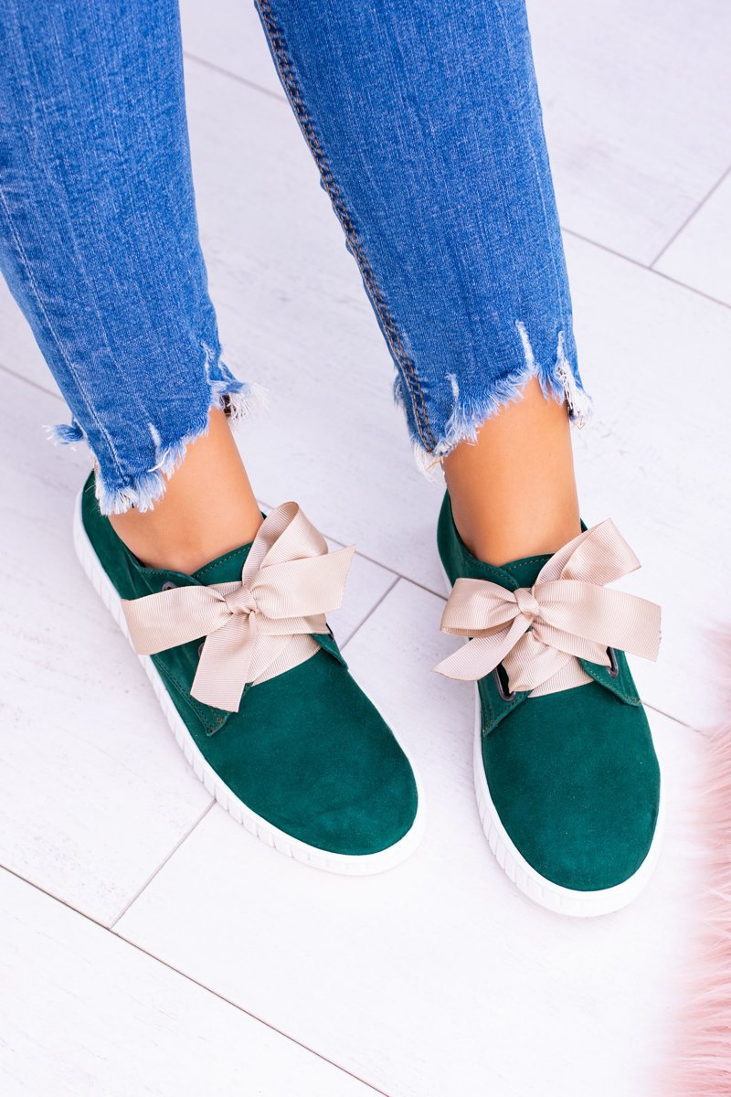 Green Leather Women's Loop Tennis Shoes Cheap and fashionable shoes