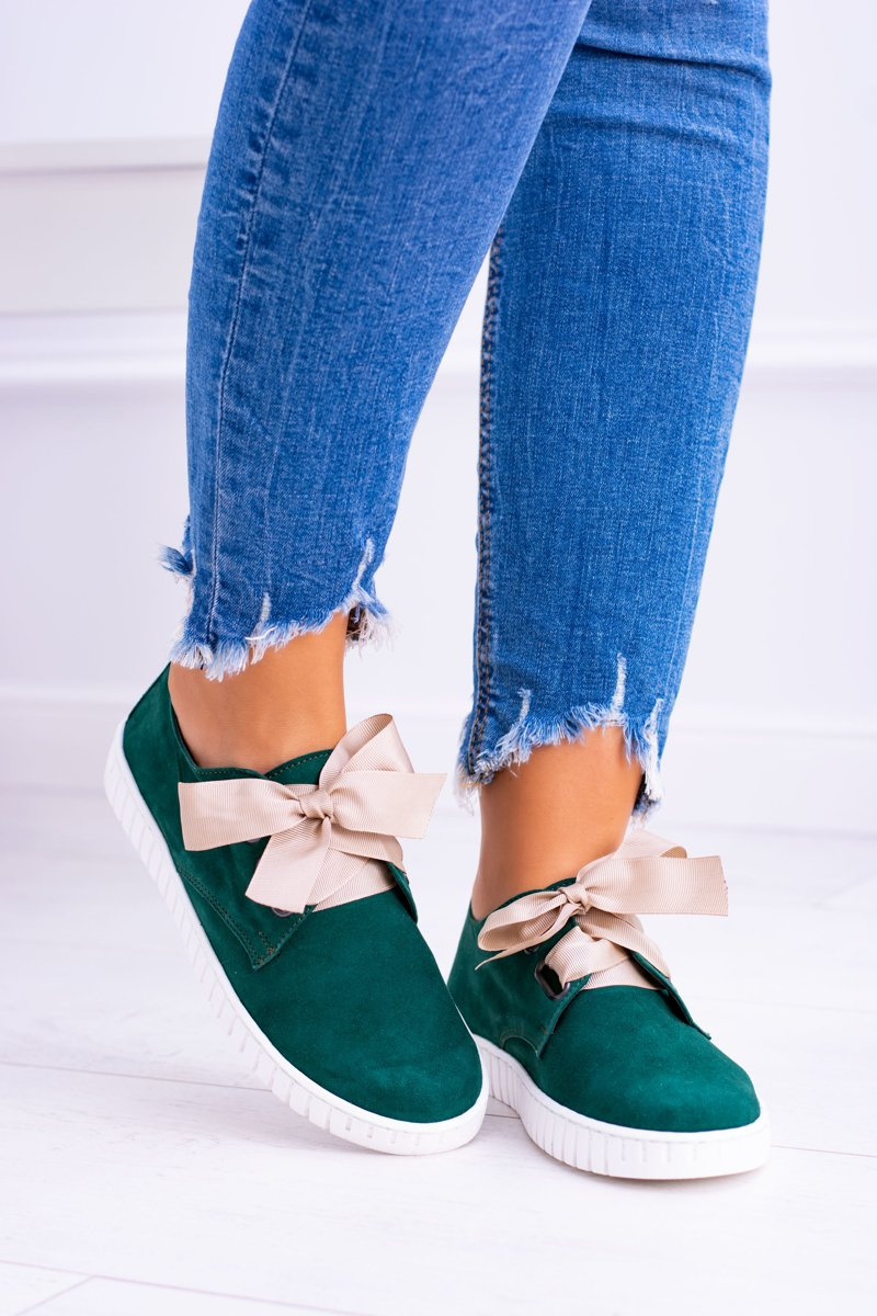 Green Leather Women's Loop Tennis Shoes Cheap and fashionable shoes