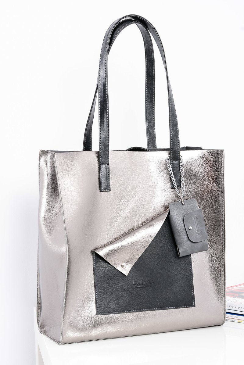 Large Silver Women's Shopper Handbag + Smaller Purse | Cheap and ...