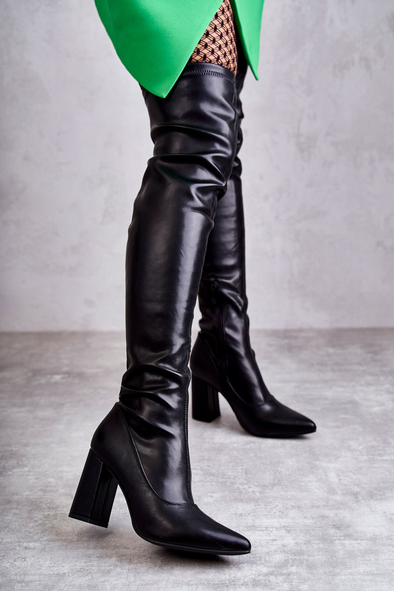 Leather High Heel Boots Black Casto Cheap and fashionable shoes at
