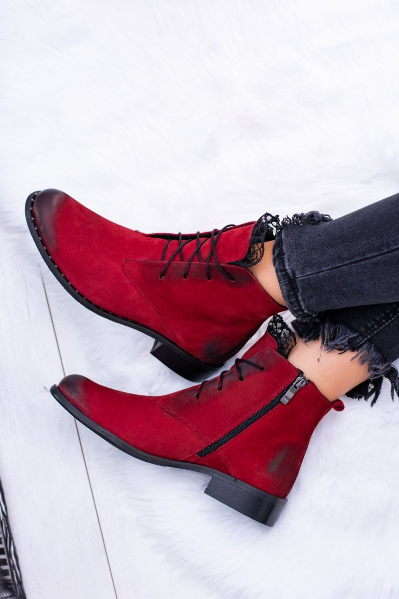 red ankle boots 6