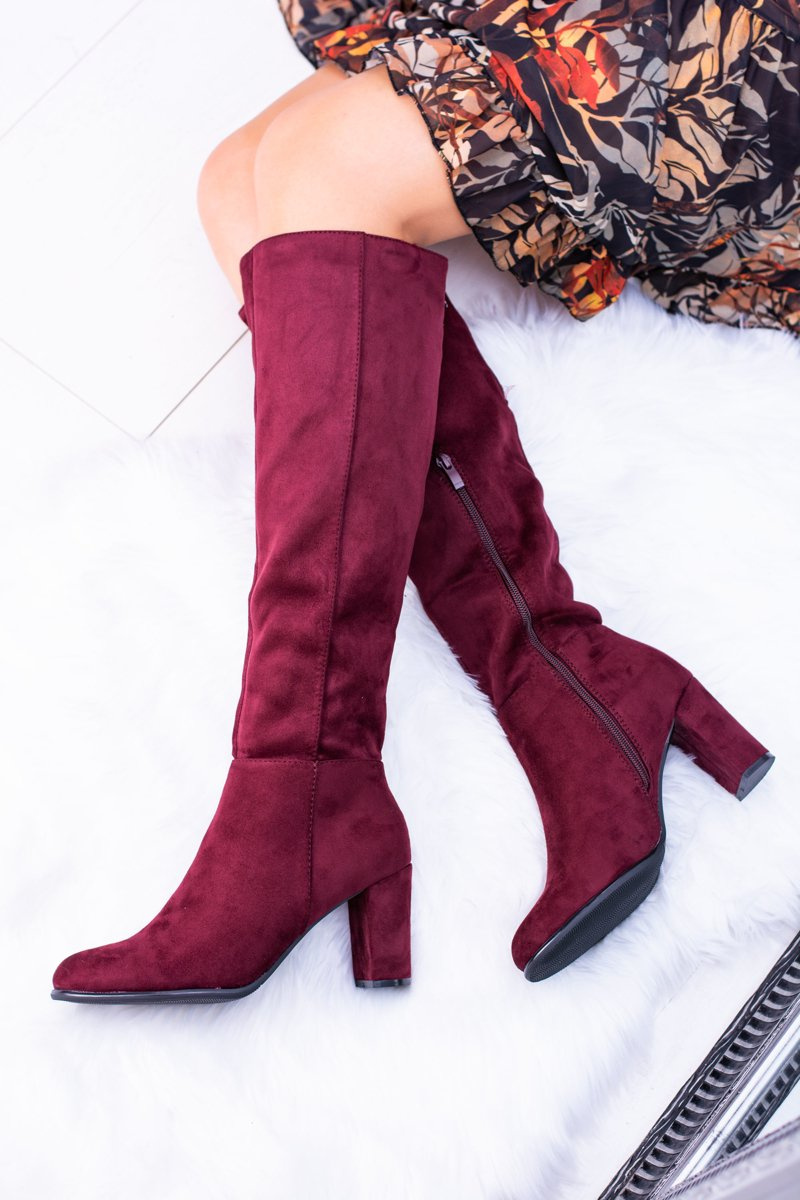 Maroon Women's Suede Boots Sergio Leone KZ271 Cheap and fashionable