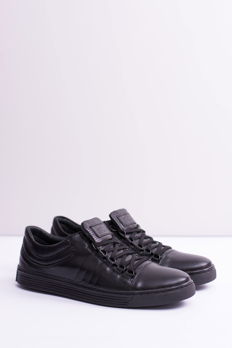 Men's Leather Tennis Shoes Black Elon Cheap and fashionable shoes at