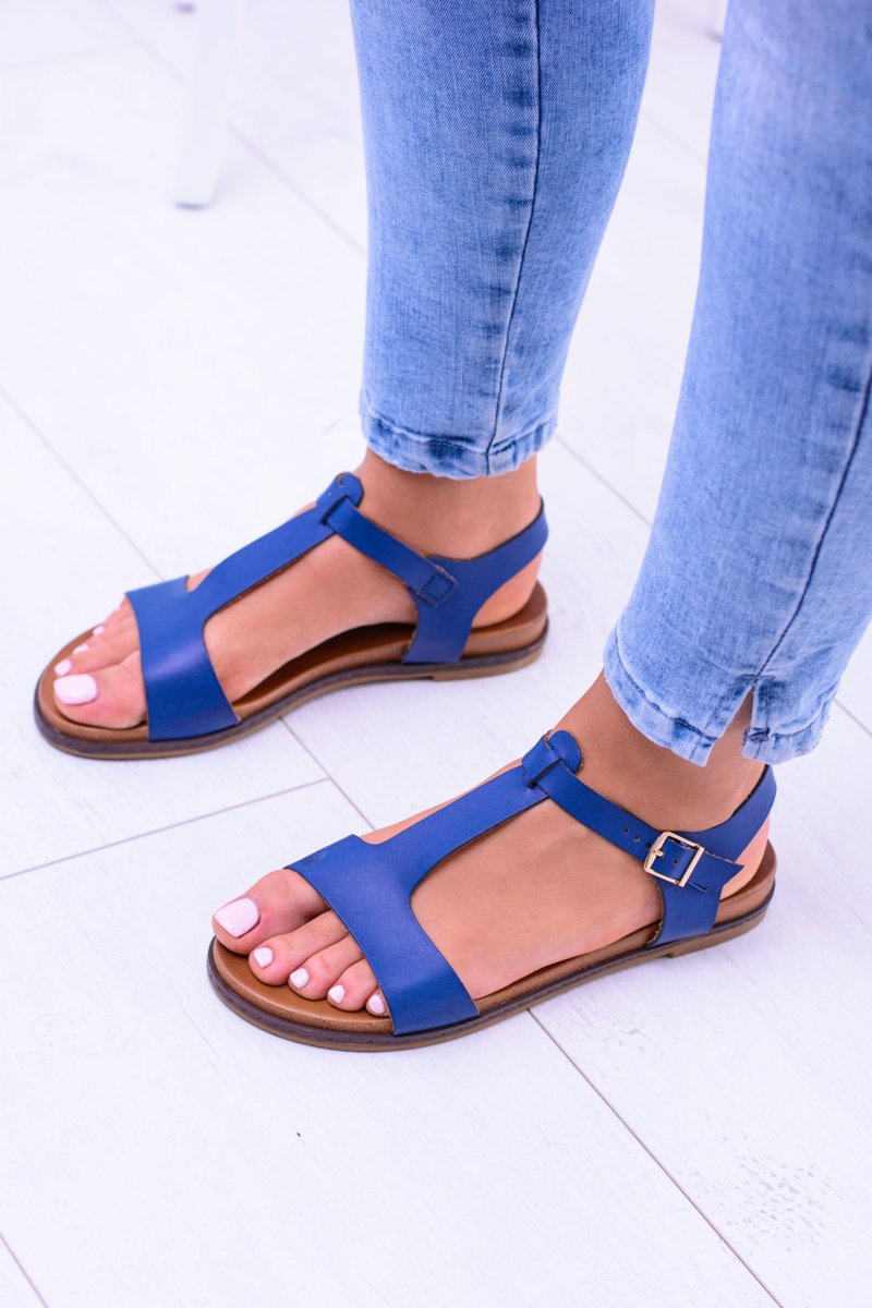 Navy Blue Flat Sandals Sunnyside | Cheap and fashionable shoes at Butosklep.pl