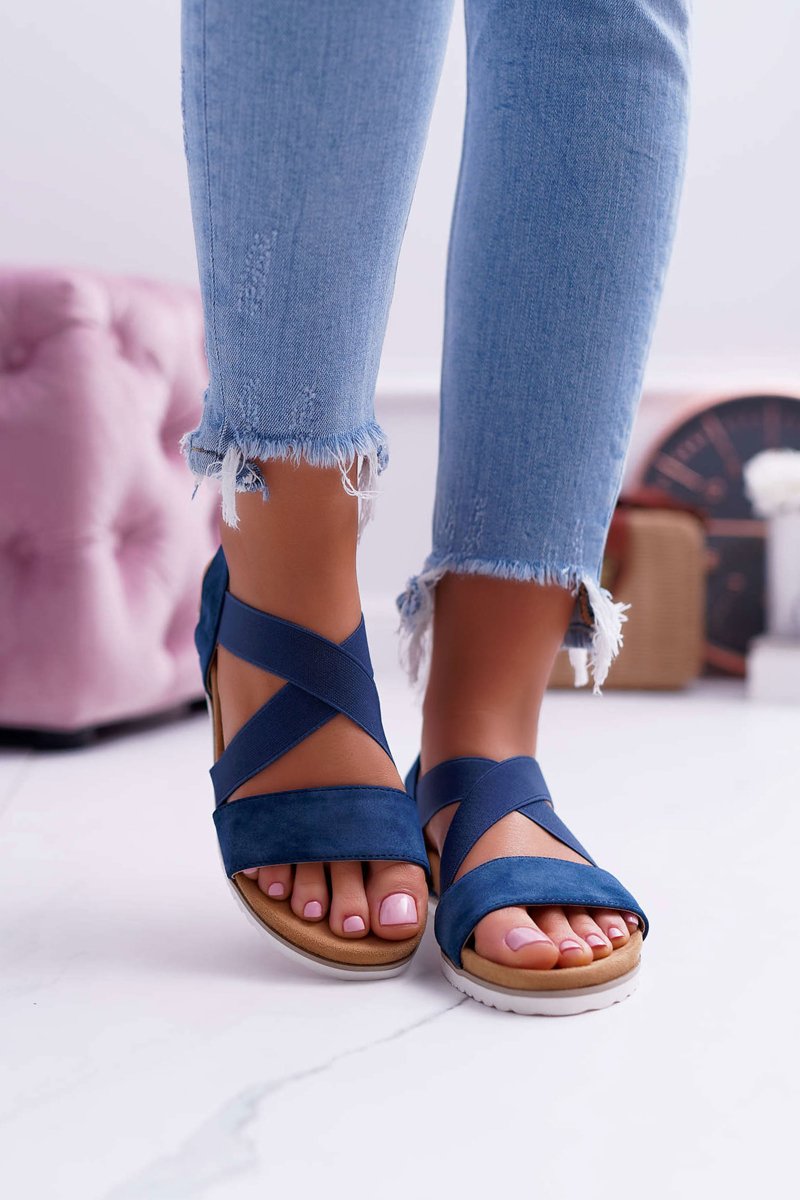 Navy Blue Womens Sandals With Elastic Rubber Itako Cheap And Fashionable Shoes At Butoskleppl 2062