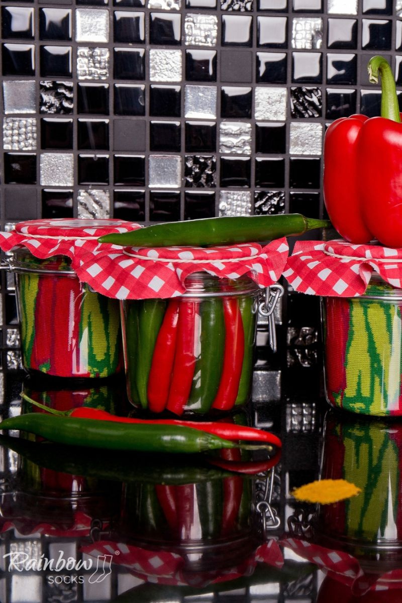 Rainbow Socks Vegetables In A Jar Chili Peppers Peas With Carrots 2