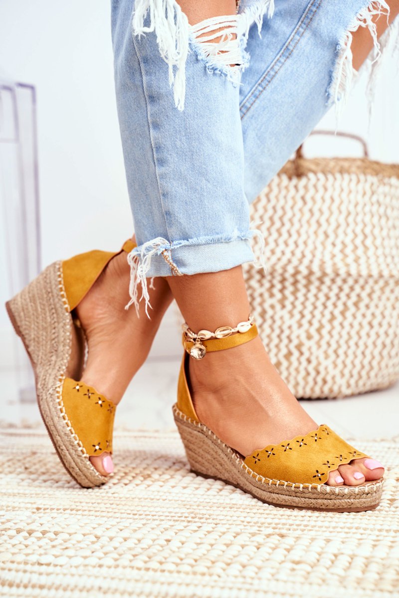 Sandals On A Braided Wedge Yellow Sagittarius | Cheap and fashionable ...