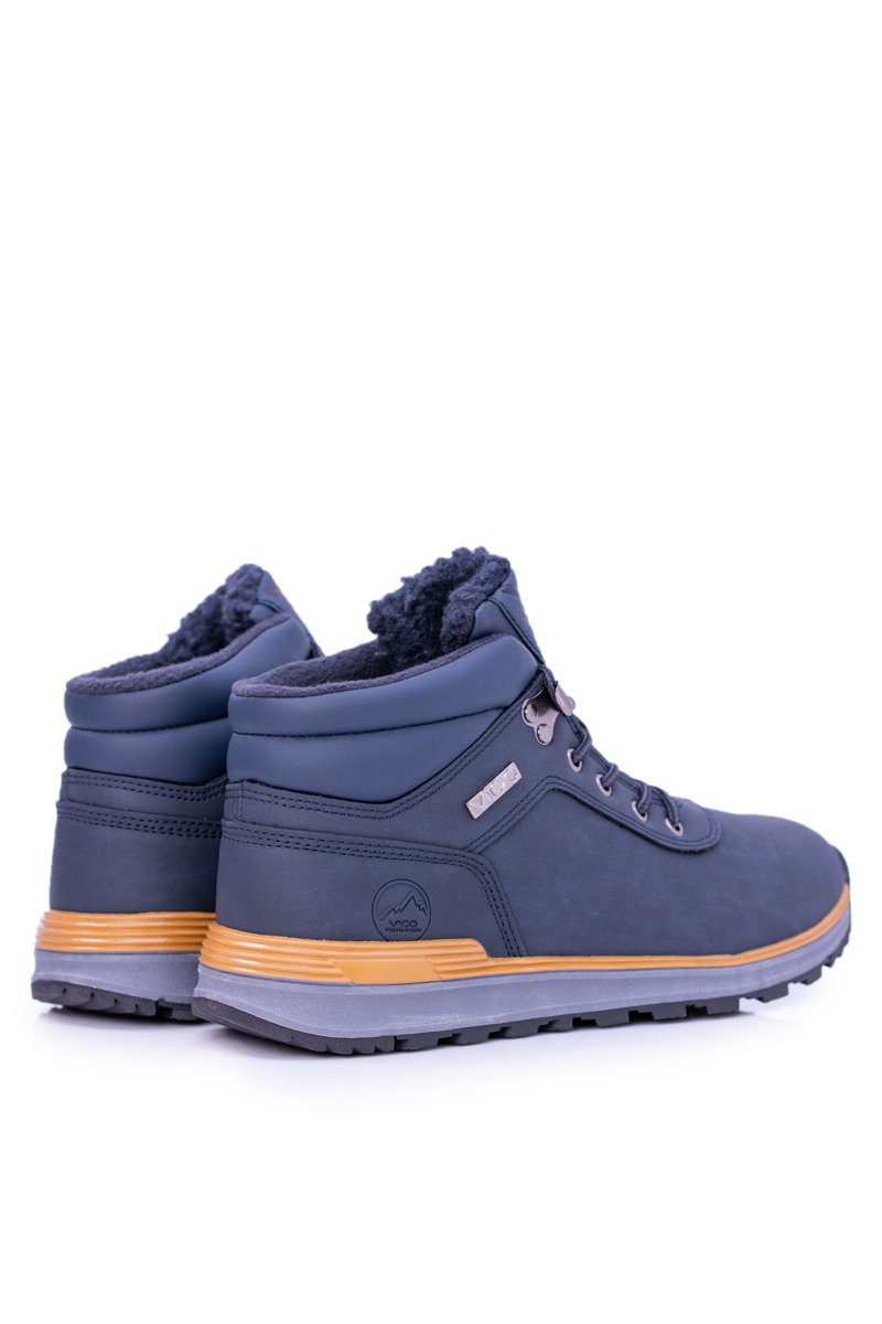 Warm Navy Blue Men's Trekking Boots With Fleece Preventi | Cheap and ...