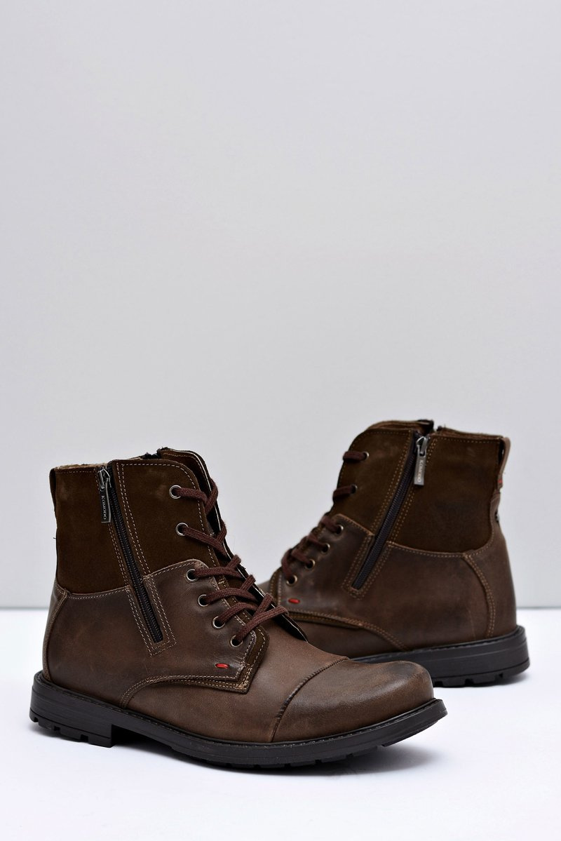 Warmed Leather Men's Boots With Zips Brown KOMODO 871 | Cheap and ...