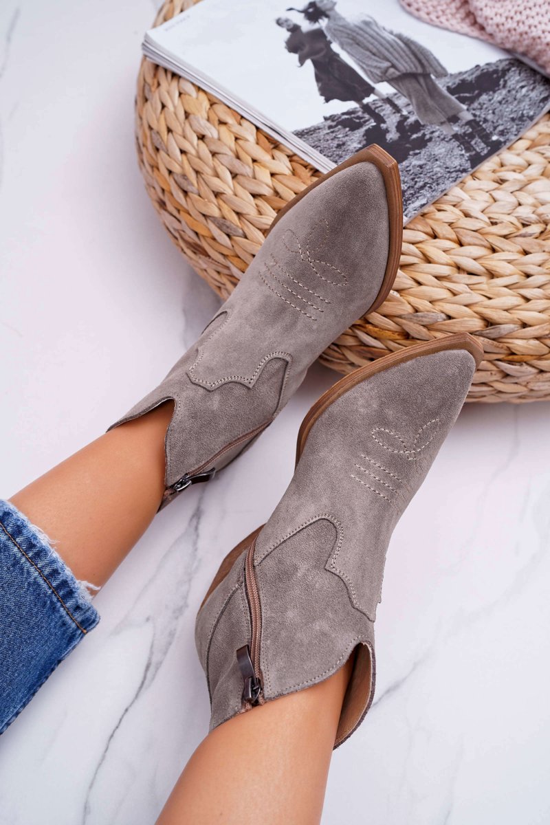 Women’s Boots On Flat Heel Leather Cowgirl Cappucino Batty | Cheap and ...