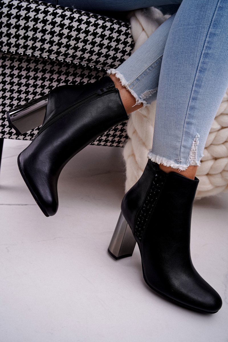 Women’s Boots On High Silver Heel Black Peve | Cheap and fashionable ...