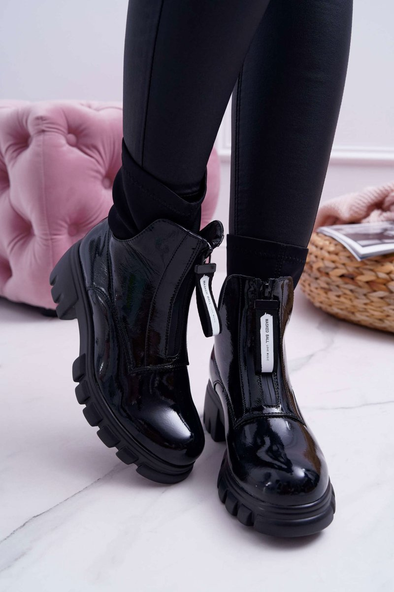 Women's Flat Heel Boots Black Emelia Cheap and fashionable shoes at