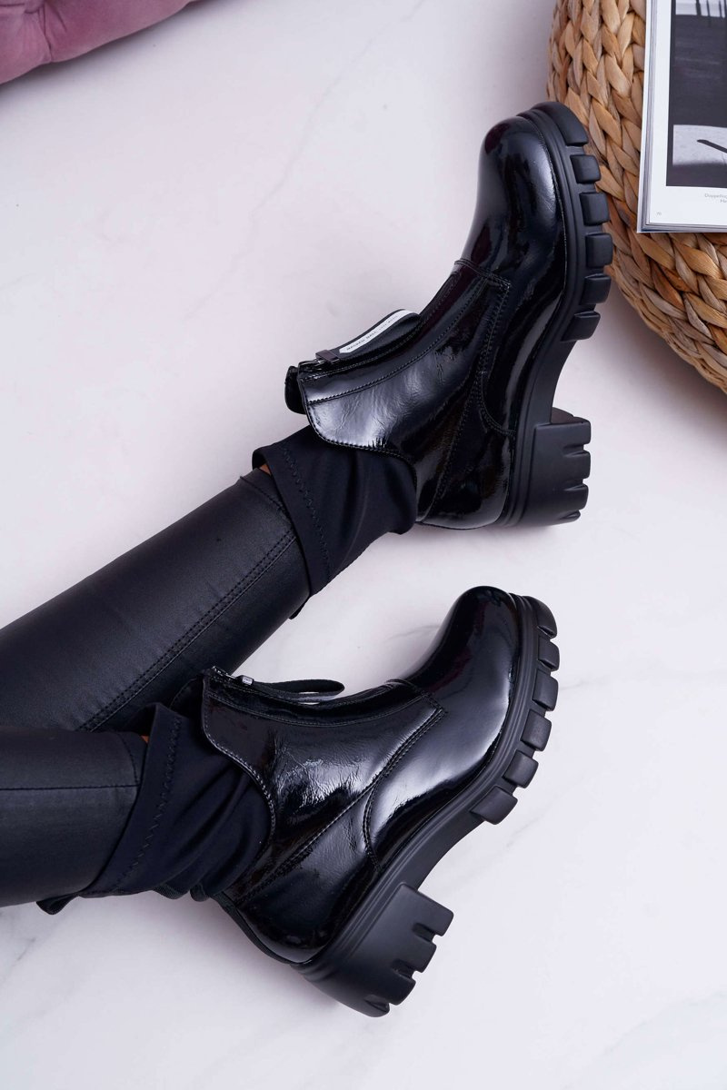 Women's Flat Heel Boots Black Emelia Cheap and fashionable shoes at