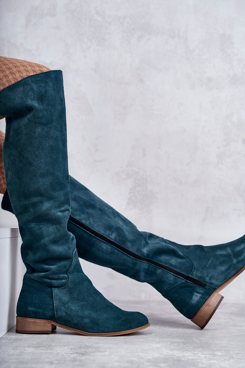 Women's Flat Heel Boots Green Isolde Cheap and fashionable shoes at