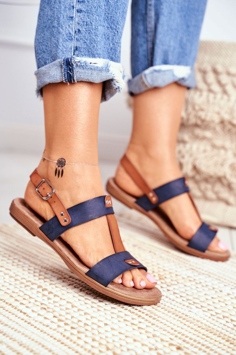 Women's Flat Sandals Navy Blue Renna | Cheap and fashionable shoes at ...