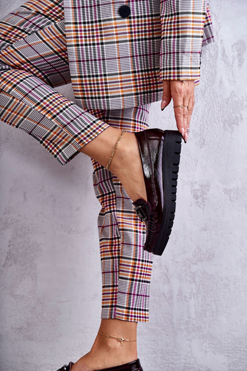 Women's Leather Loafers On Platform Burgundy Venesia Cheap and