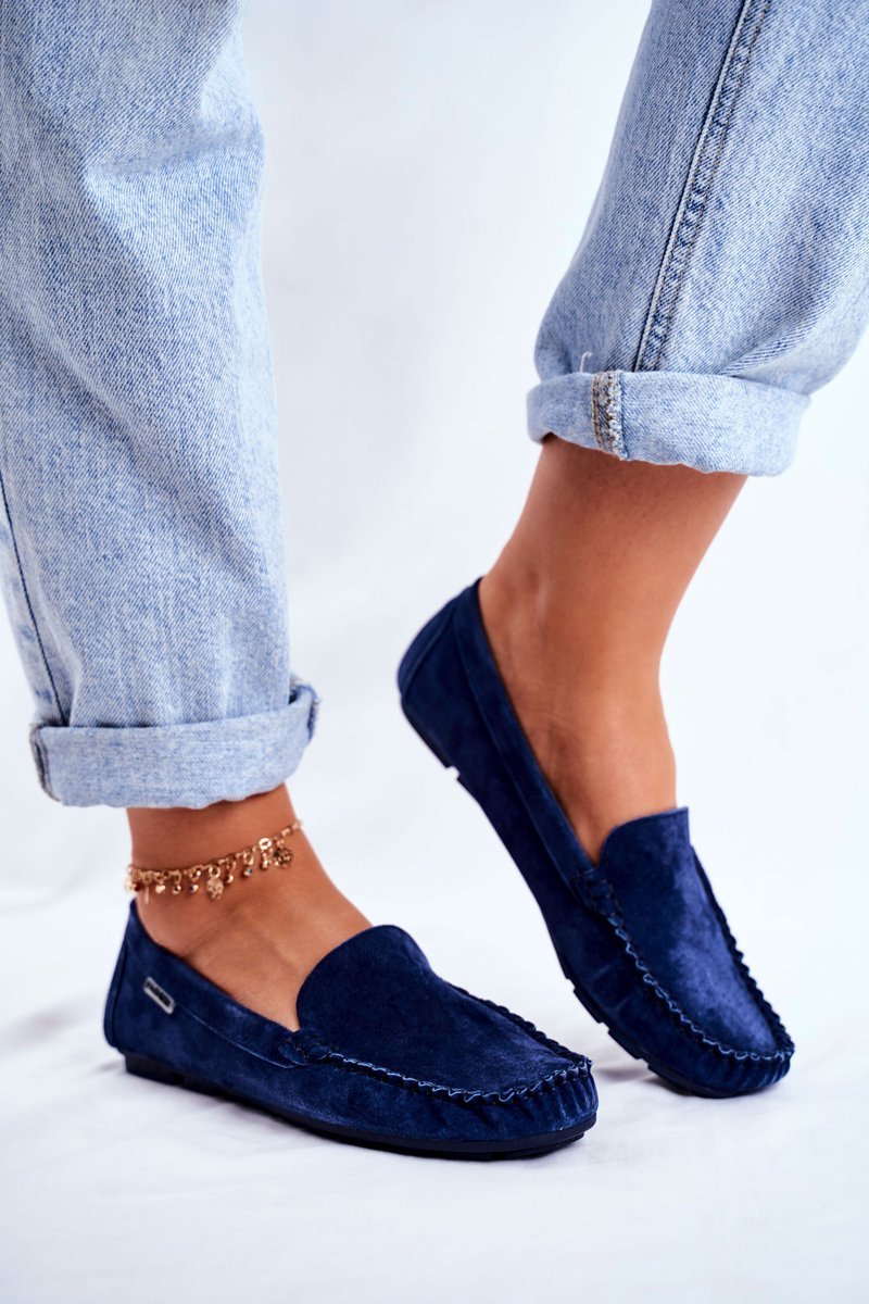 Women’s Loafers Leather Suede Blue Papito | Cheap and fashionable shoes ...