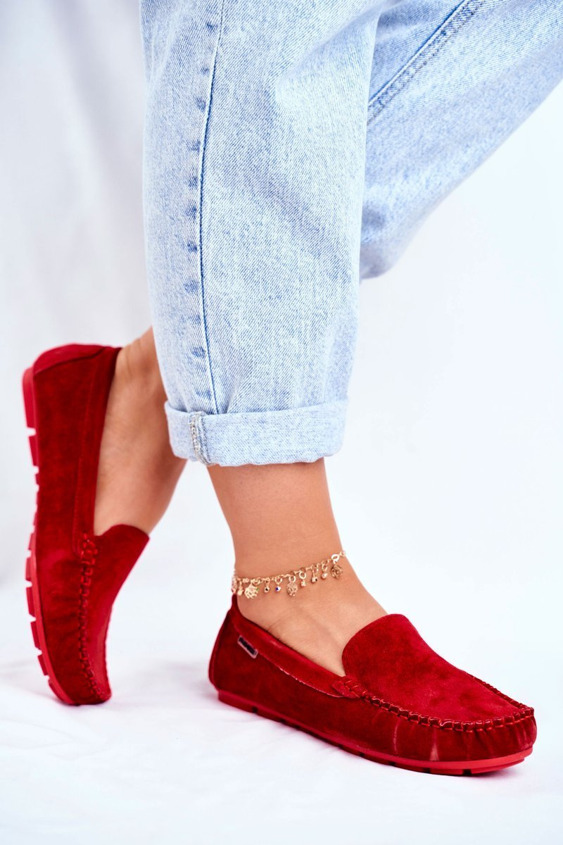 Women’s Loafers Leather Suede Red Papito Cheap and fashionable shoes