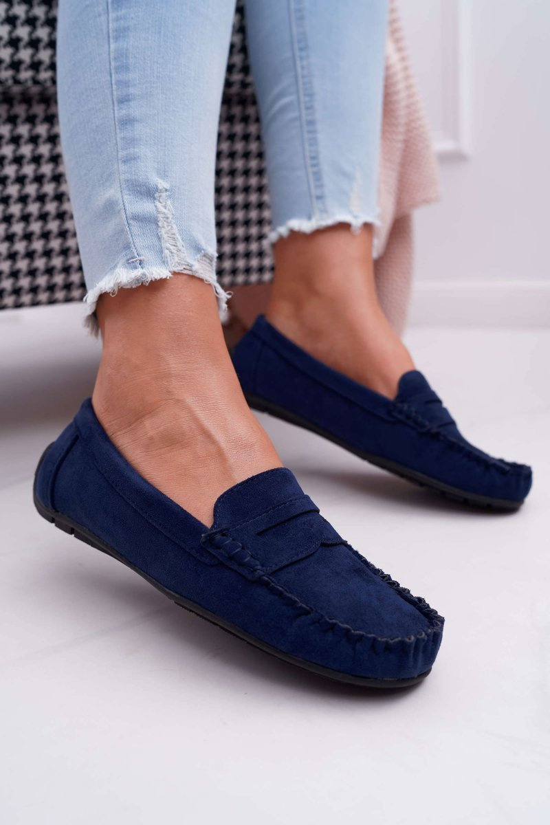 Women’s Loafers Suede Navy Blue Bolero | Cheap and fashionable shoes at ...