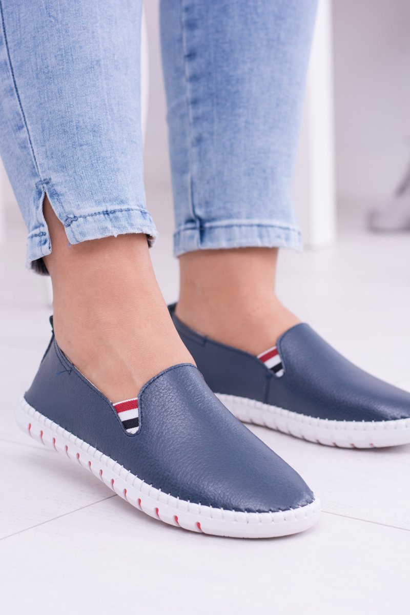Women's Navy Blue Leather Sneakers Bellara | Cheap and fashionable ...