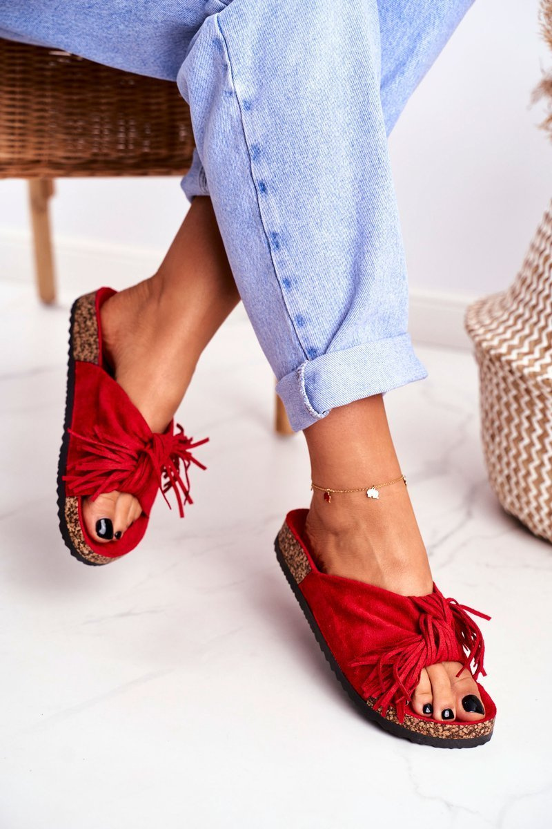 Women's Red Flipflops Tassels Marina Cheap and fashionable shoes at