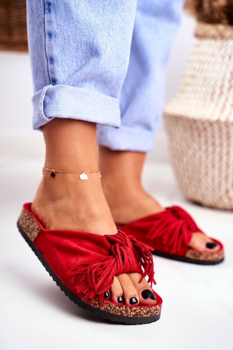 Women's Red Flipflops Tassels Marina Cheap and fashionable shoes at