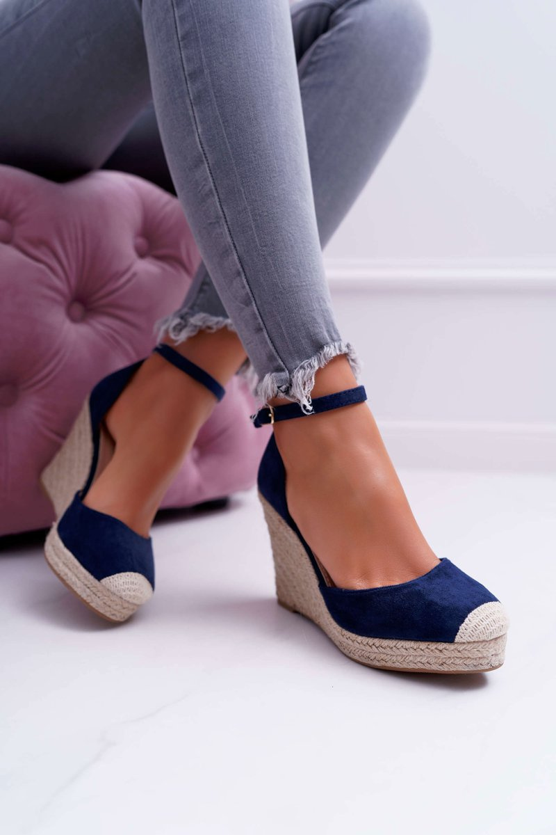 Womens Sandals On Wedge Linen Navy Blue Tammaris Cheap And Fashionable Shoes At Butoskleppl 9544