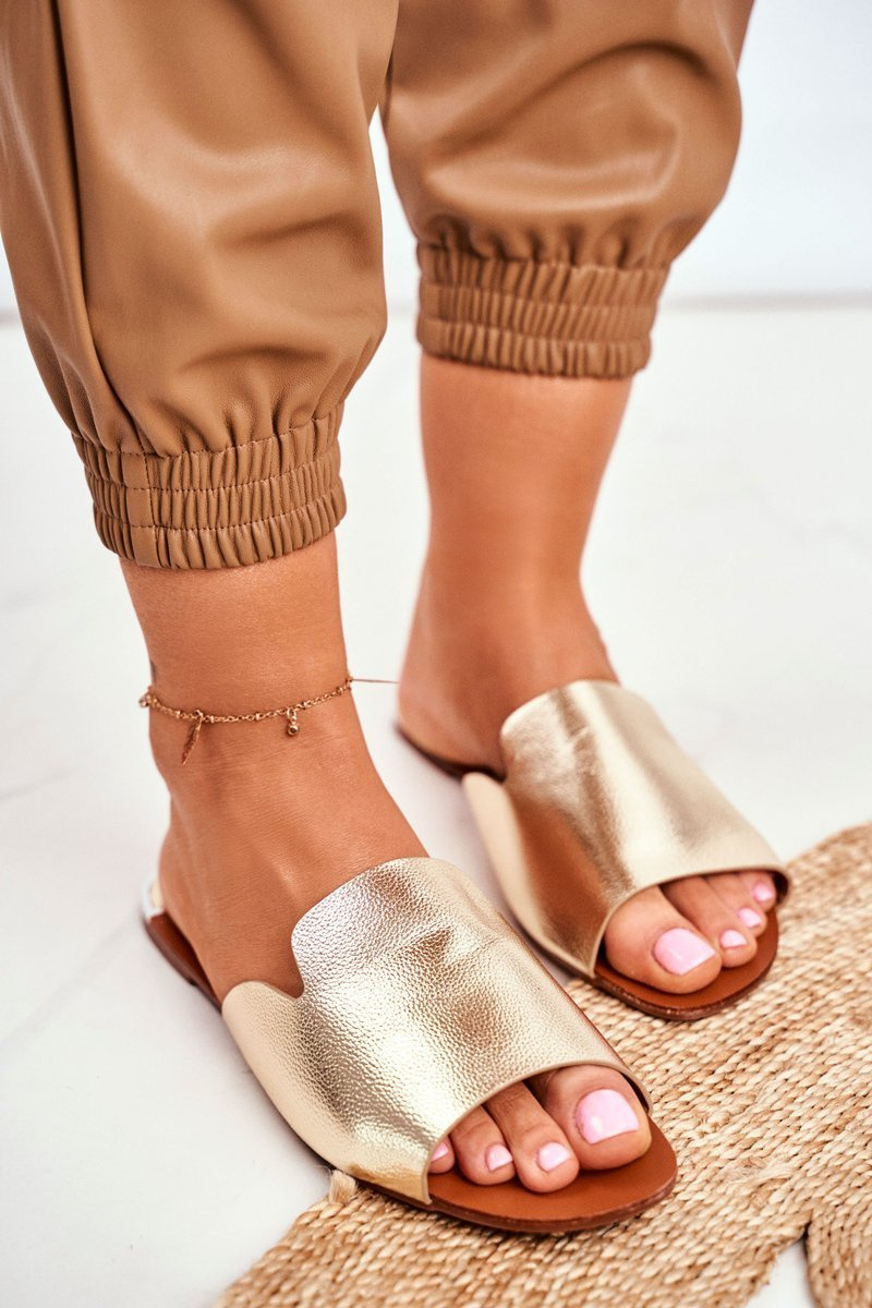 Women's Slippers Gold Mimios Cheap and fashionable shoes at Butosklep.pl