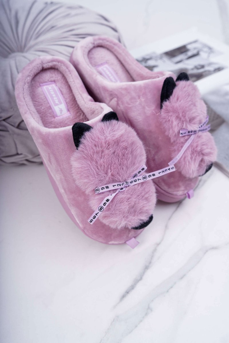 Women's Slippers With Fur And Cat Pink Kitty | Cheap and fashionable