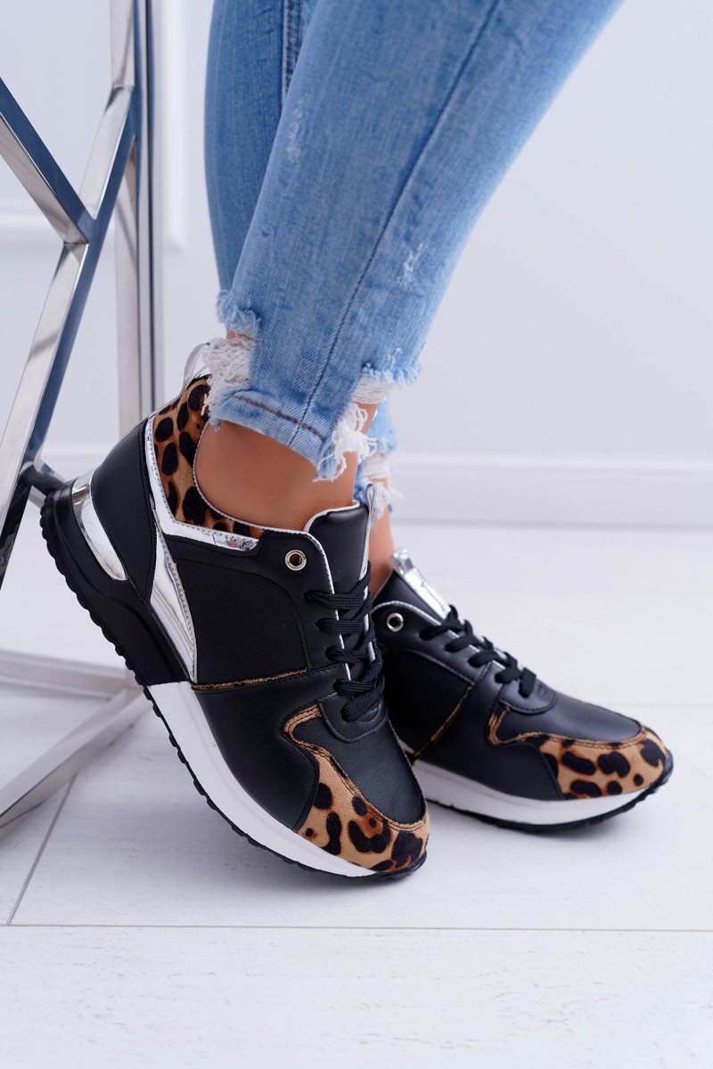 Women’s Sport Shoes Leopard Pattern Black Fippo Cheap