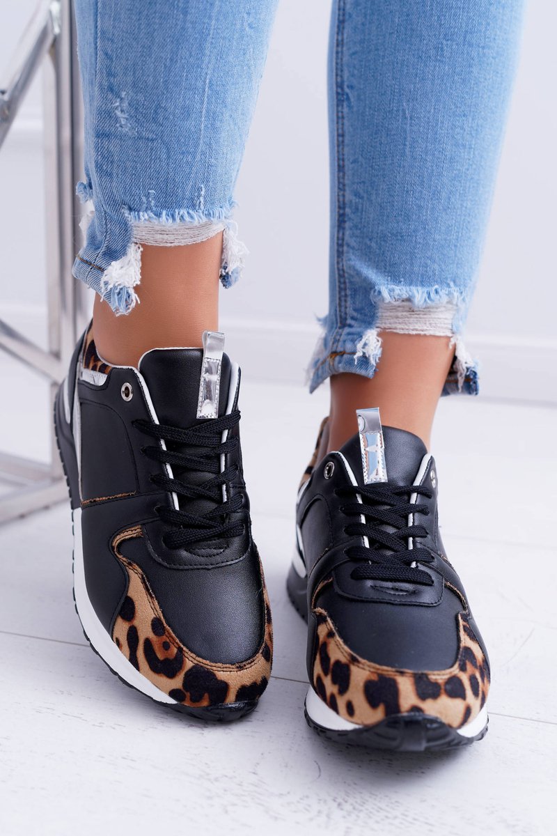 Women’s Sport Shoes Leopard Pattern Black Fippo Cheap