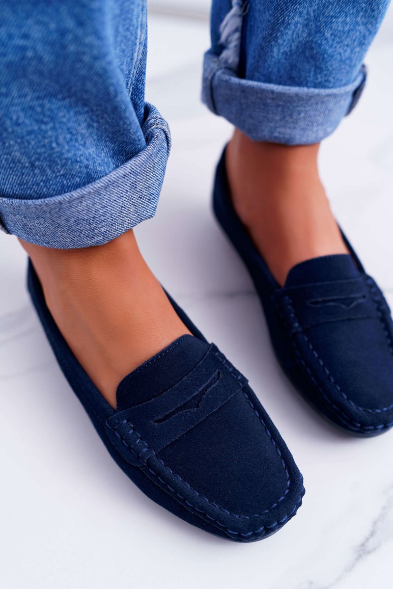 Womens Suede Leather Moccasins Navy Blue Tenzion Cheap And Fashionable Shoes At Butoskleppl 8747