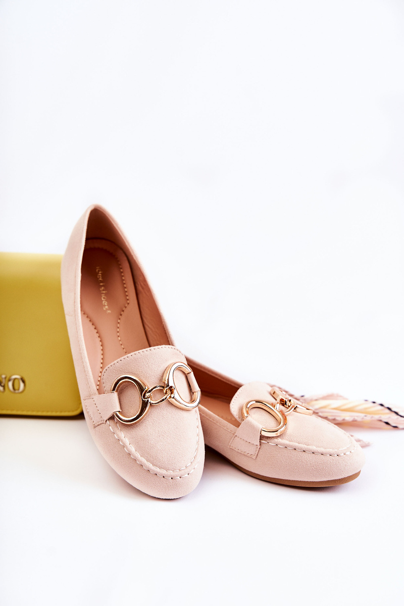 Women's Suede Loafers With Decoration Beige Reality Cheap and