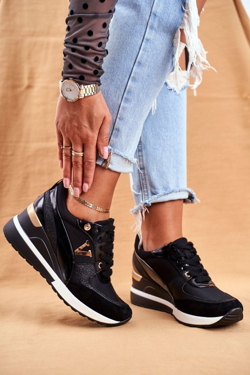 Women's Wedge Sneakers Black Isla Cheap and fashionable shoes at