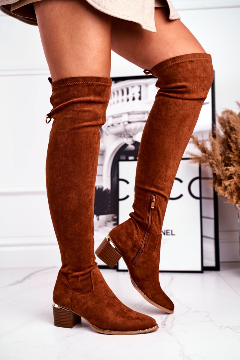 Women's high boots over the knee ecosuede camel Can't Stop Cheap and fashionable shoes at