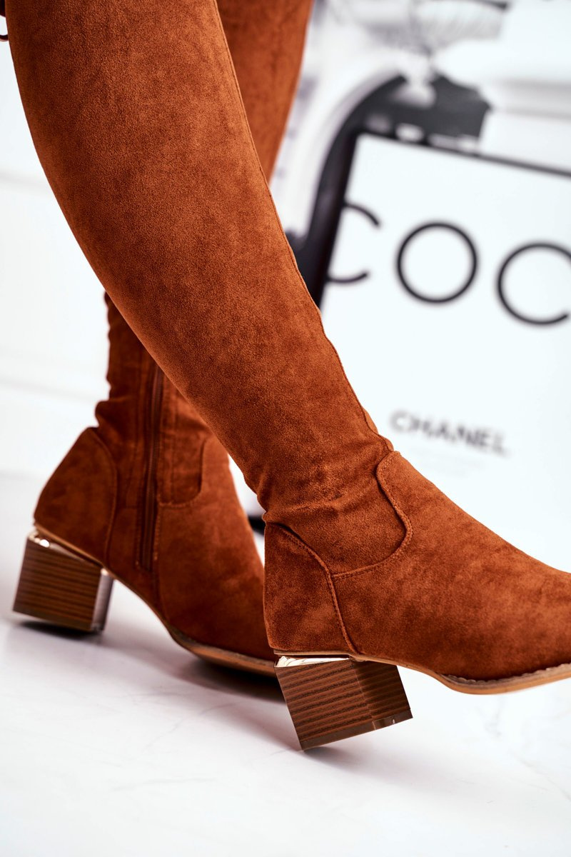 Women's high boots over the knee ecosuede camel Can't Stop Cheap and fashionable shoes at
