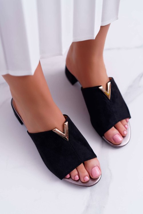 Classic Women’s Slides Elegant Black Demea | Cheap and fashionable ...