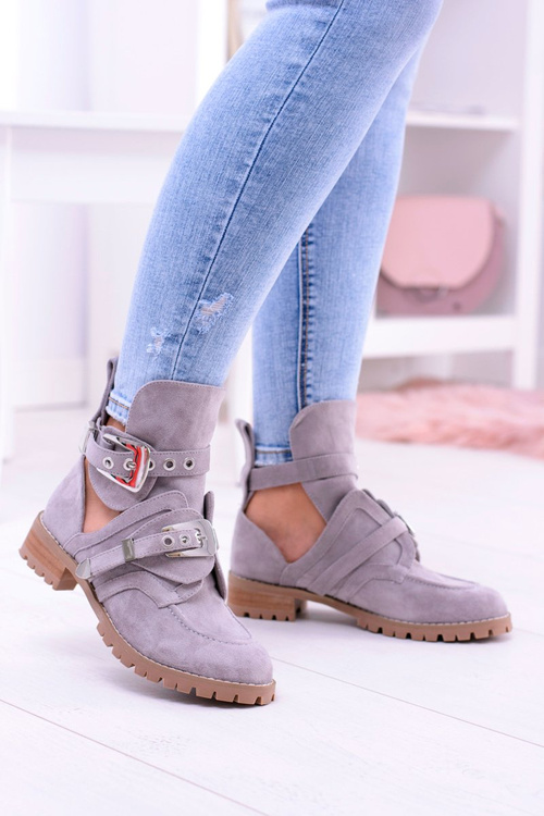 grey cut out ankle boots