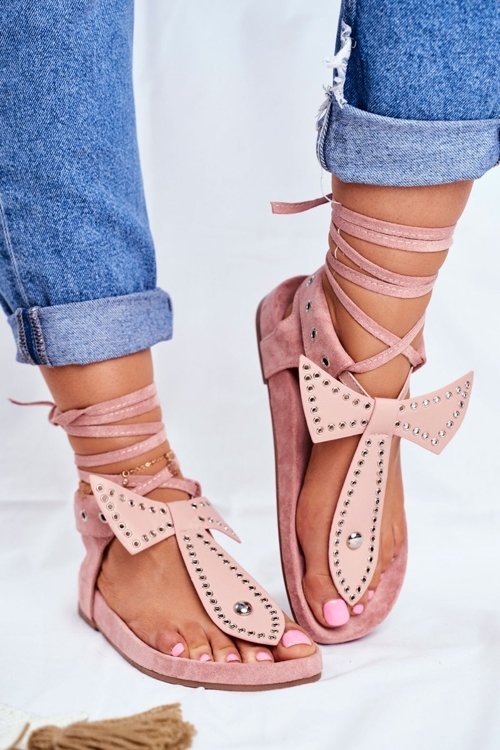 Lu Boo Women's Tiered Sandals Flip Flops Powder Pink Mara