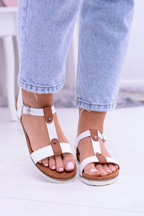 Eng Pm White Comfortable Women Sandals Flat Dubi 5777 4 